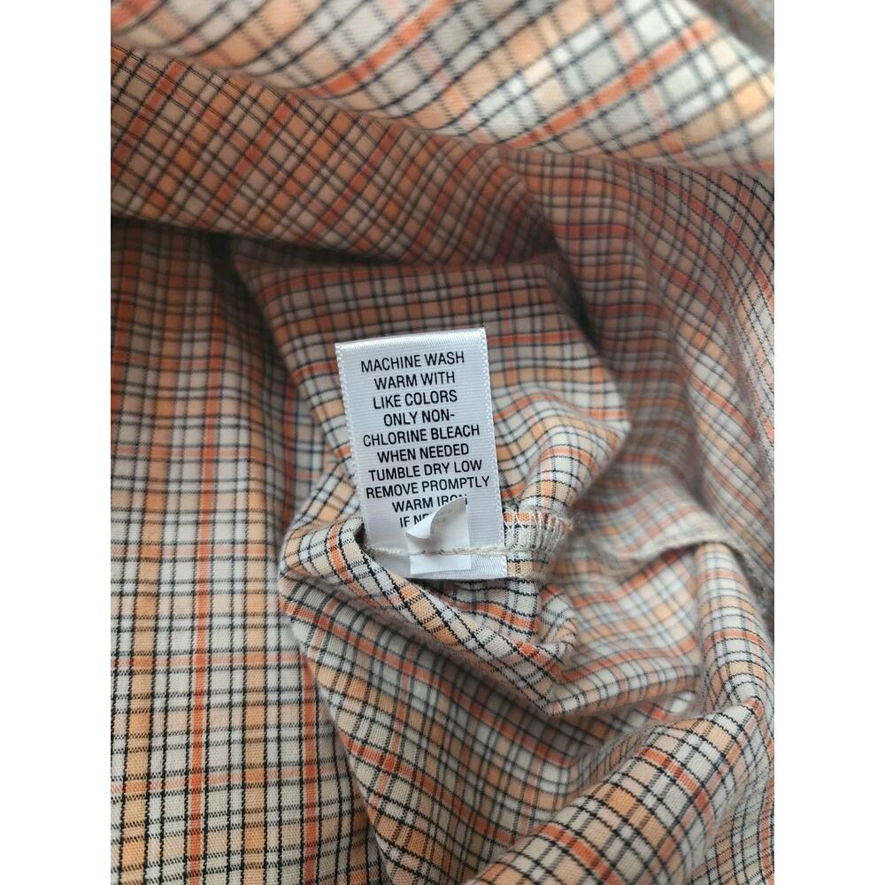 Cherokee Men's XL Orange Plaid Button Up Short Sleeve Shirt Retro Country Cotton - Picture 10 of 13